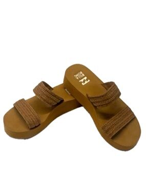 Billabong Ava Double Strap Woven Slide Sandals Tan Size8